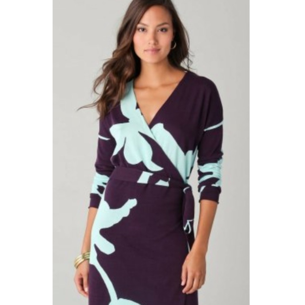 Diane Von Furstenberg kinaya abstract knit wrap dress